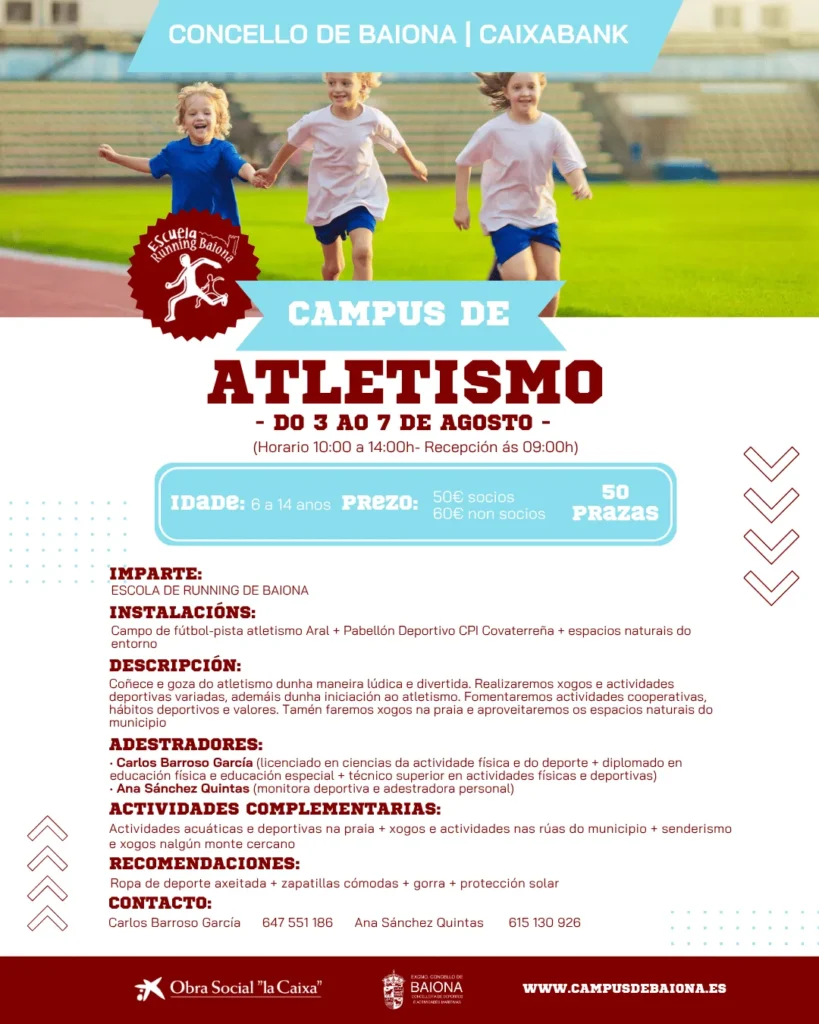Campus de atletismo en Baiona 2026