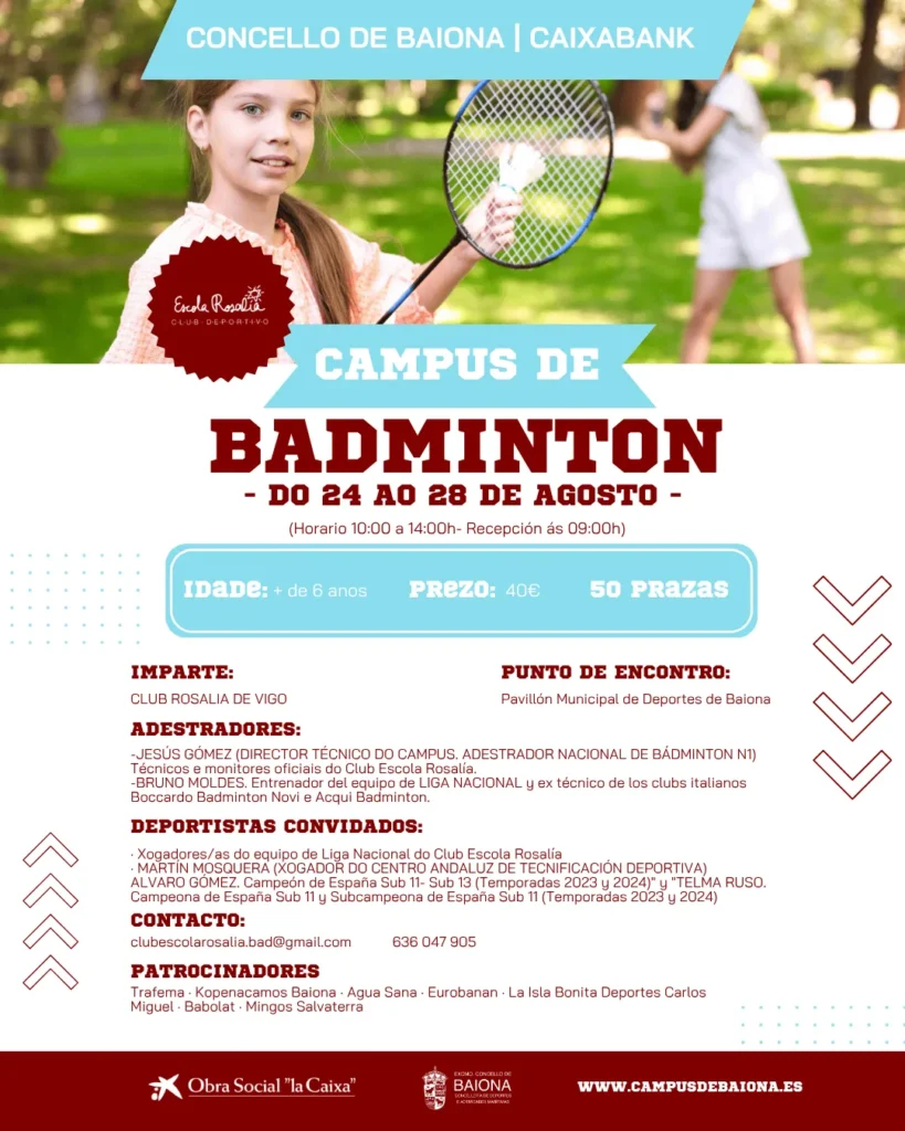 Campus de badminton en Baiona 2026