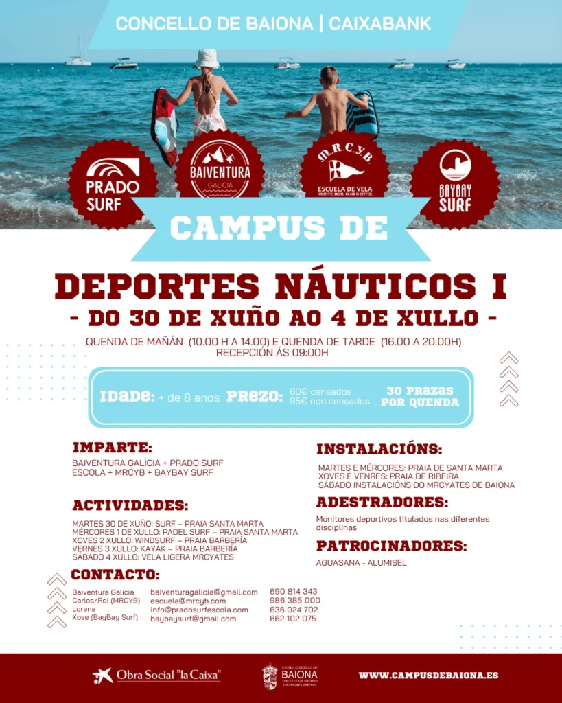 Campus de deportes nauticos en Baiona 2026