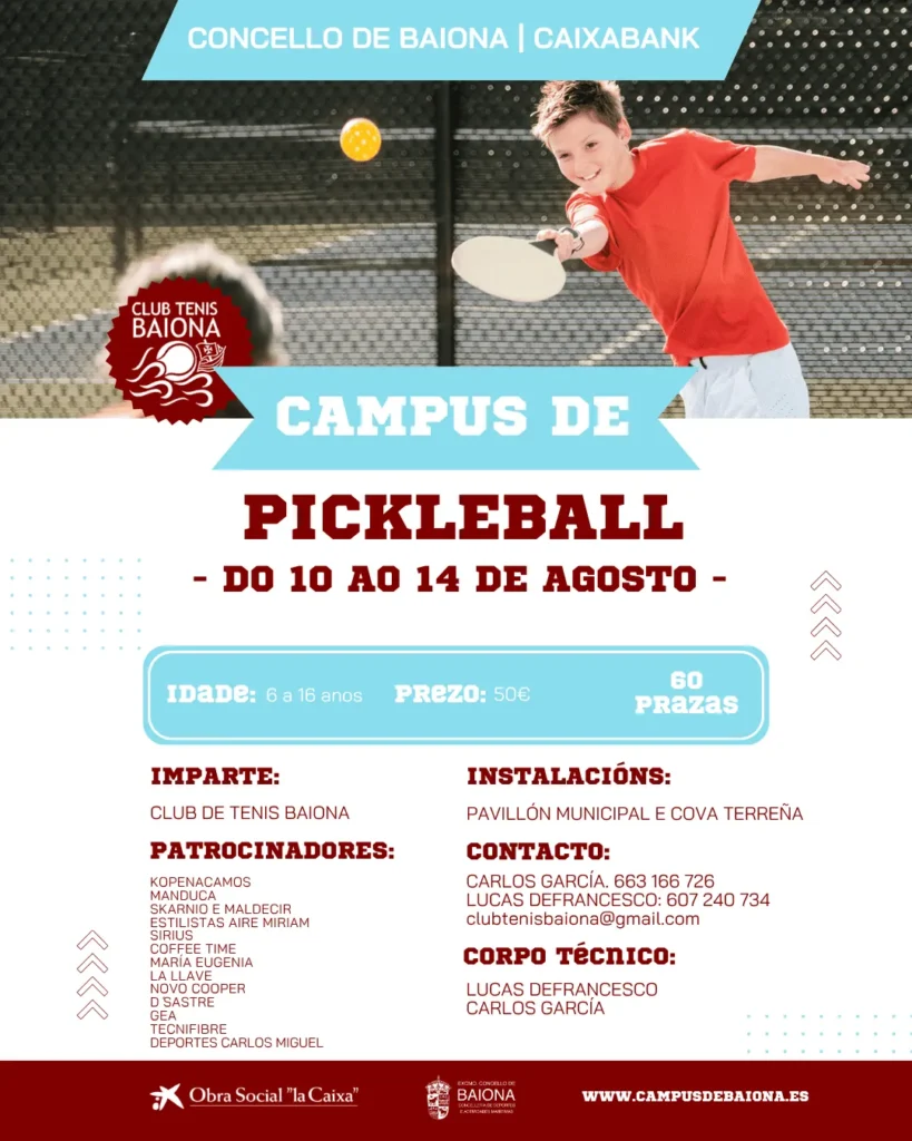 Campus de pickleball en Baiona 2026