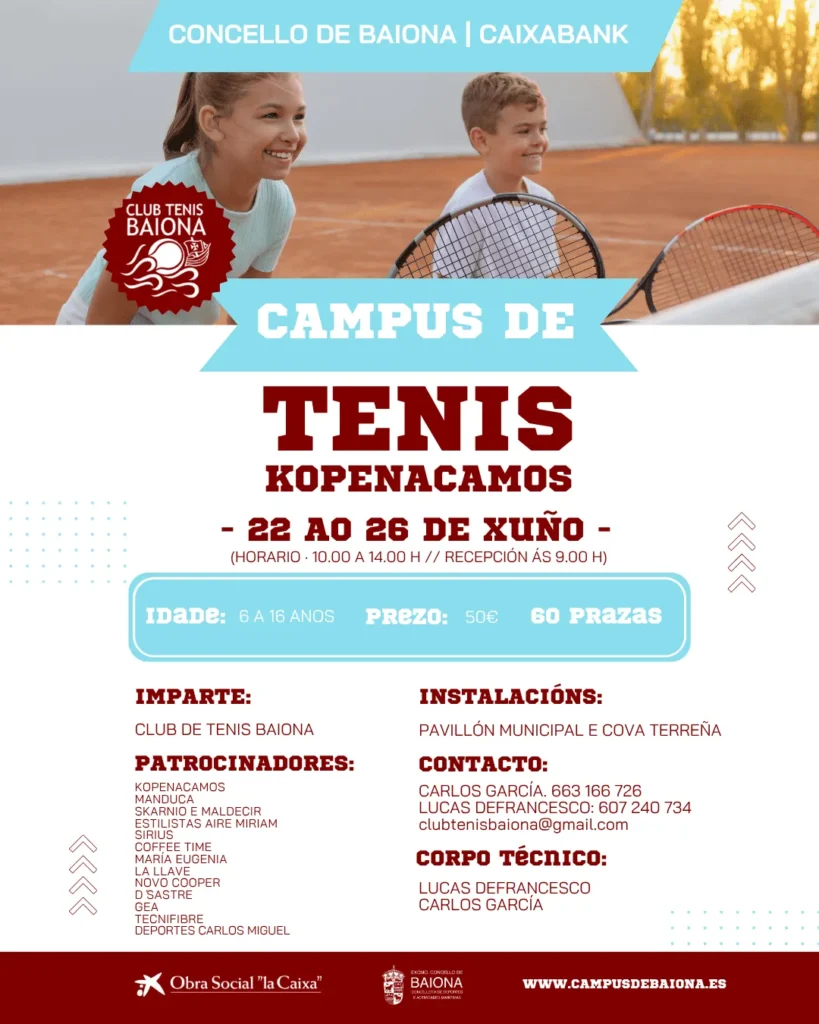 Campus de tenis en Baiona 2026