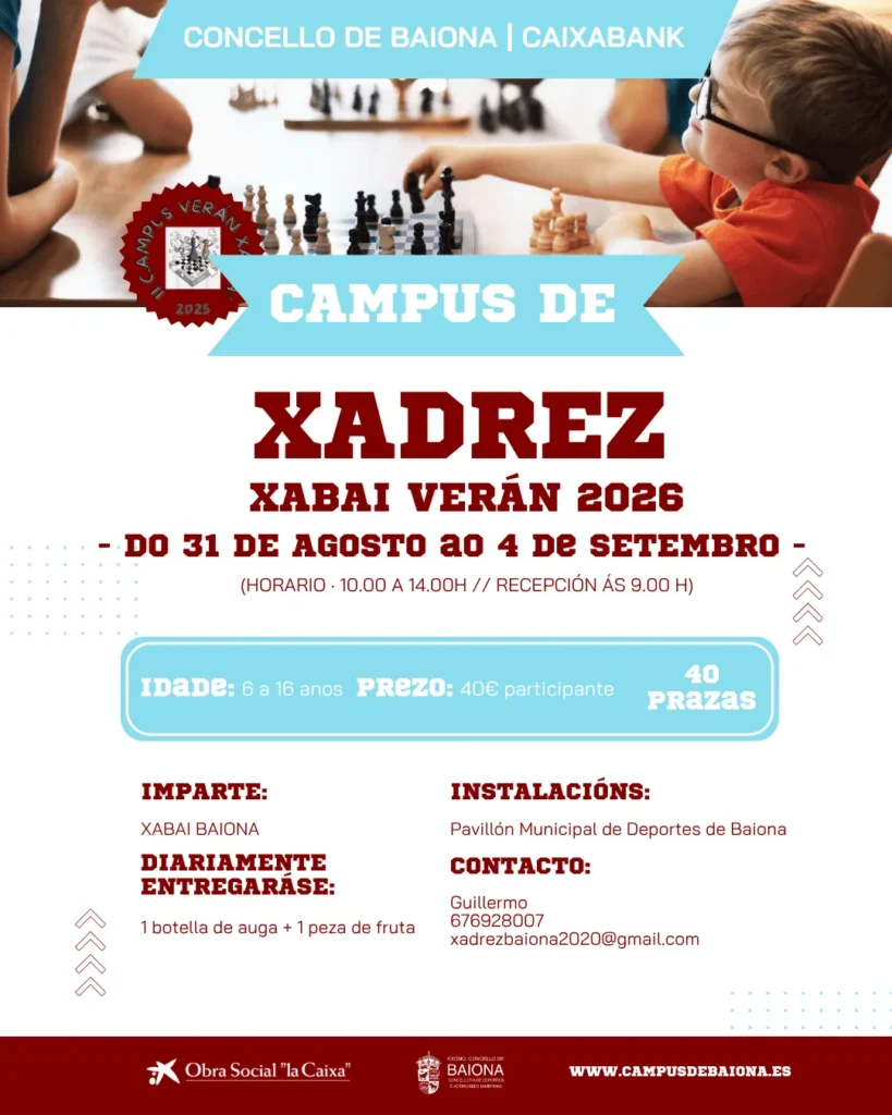 Campus de xadrez en Baiona 2026